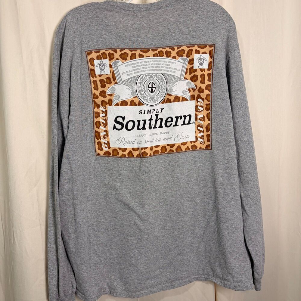 Simply Southern Raised on Sweet Tea and Jesus Gray Long Sleeve Shirt Large - Picture 6 of 8
